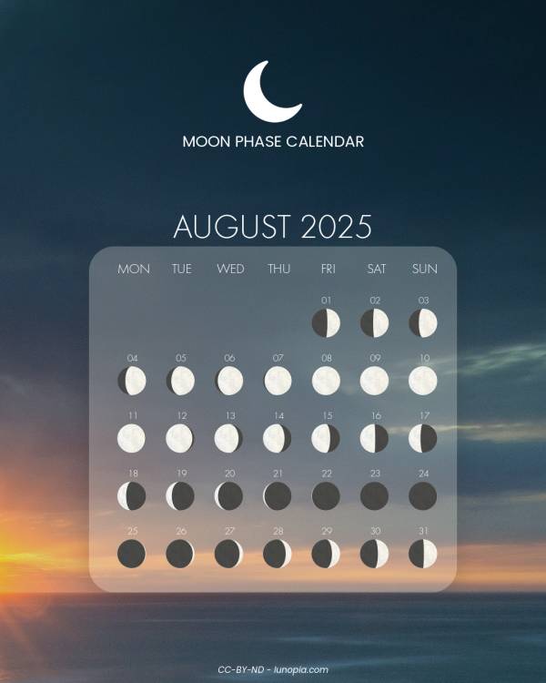 Moon phase calendar August 2025