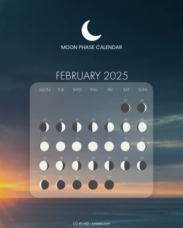 Moon phase calendar February 2025