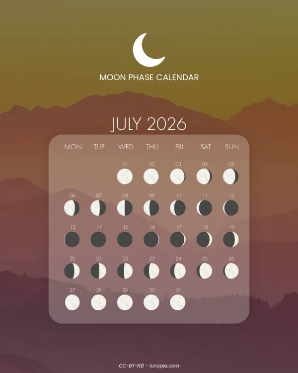 Moon phase calendar July 2026