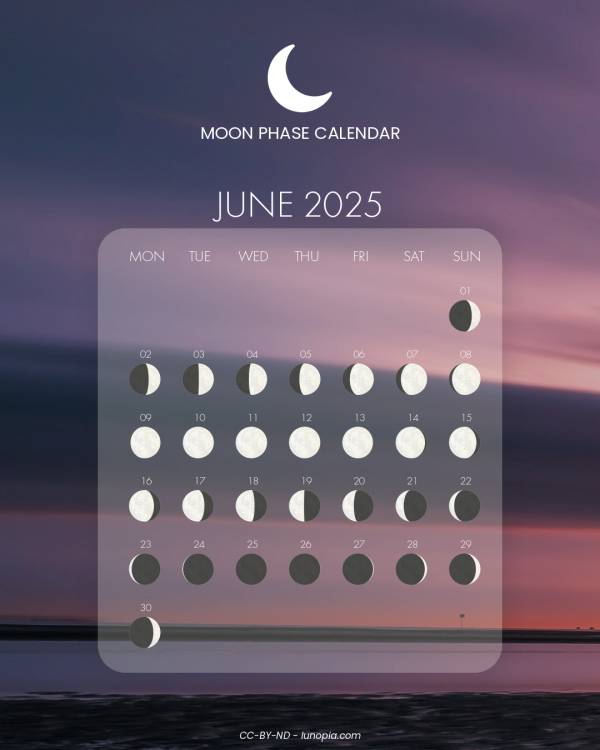 Moon phase calendar June 2025