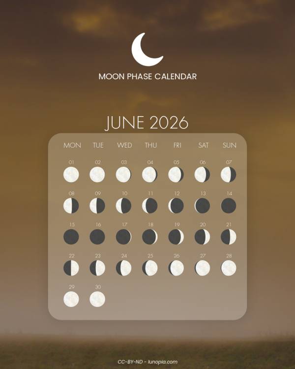 Moon phase calendar June 2026