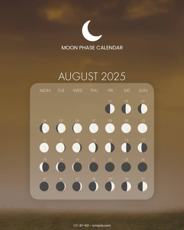 Moon phase calendar August 2025