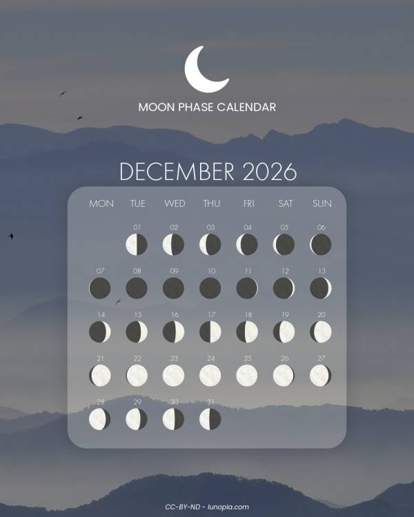 Moon phase calendar December 2026