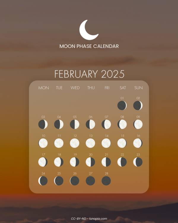 Moon phase calendar February 2025