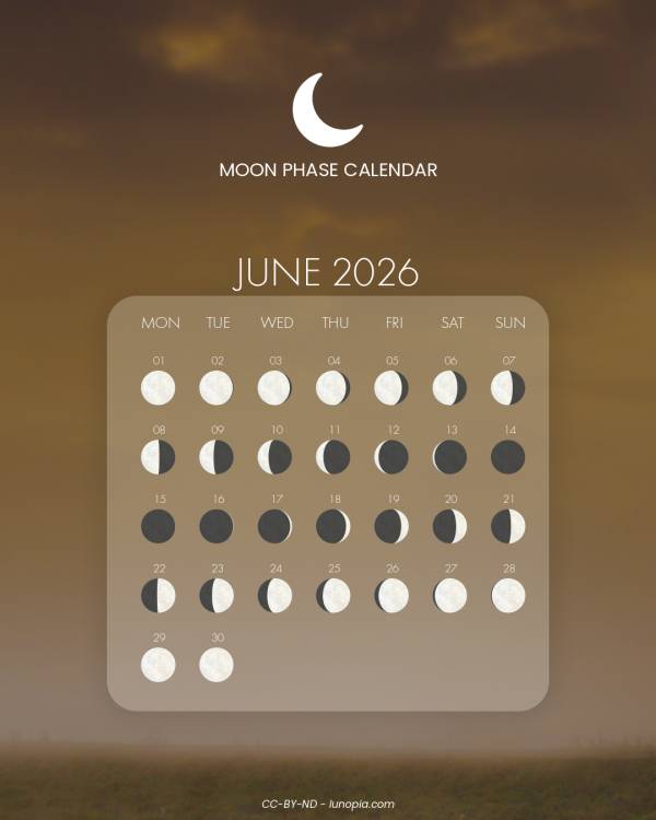 Moon phase calendar June 2026