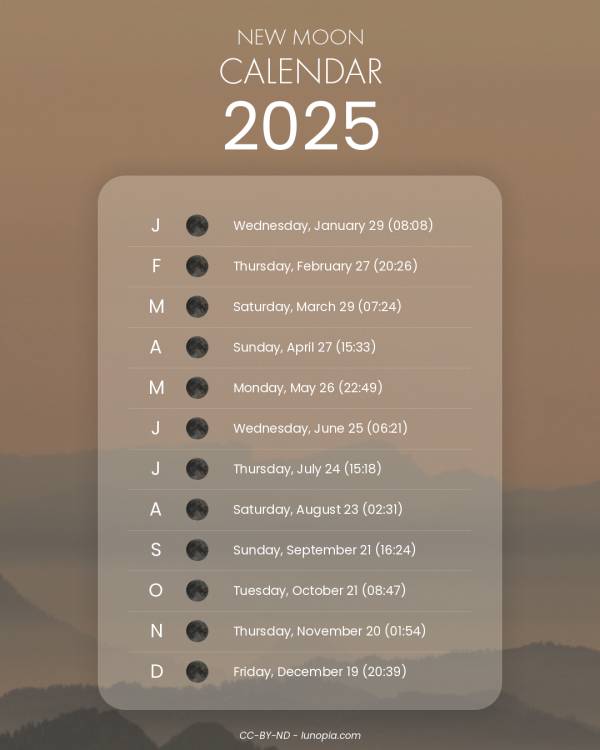 New moon calendar 2025