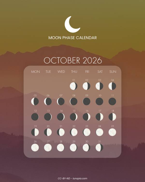 Moon phase calendar October 2026