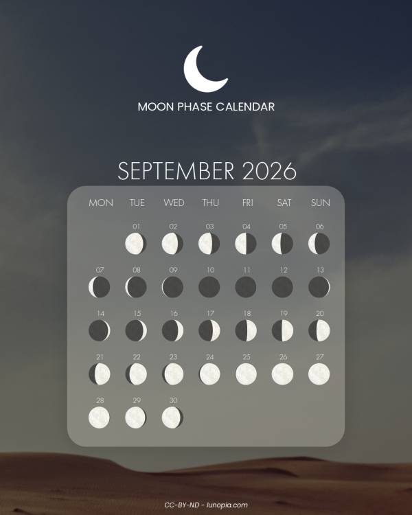Moon phase calendar September 2026