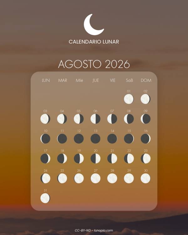 Calendario lunar agosto 2026