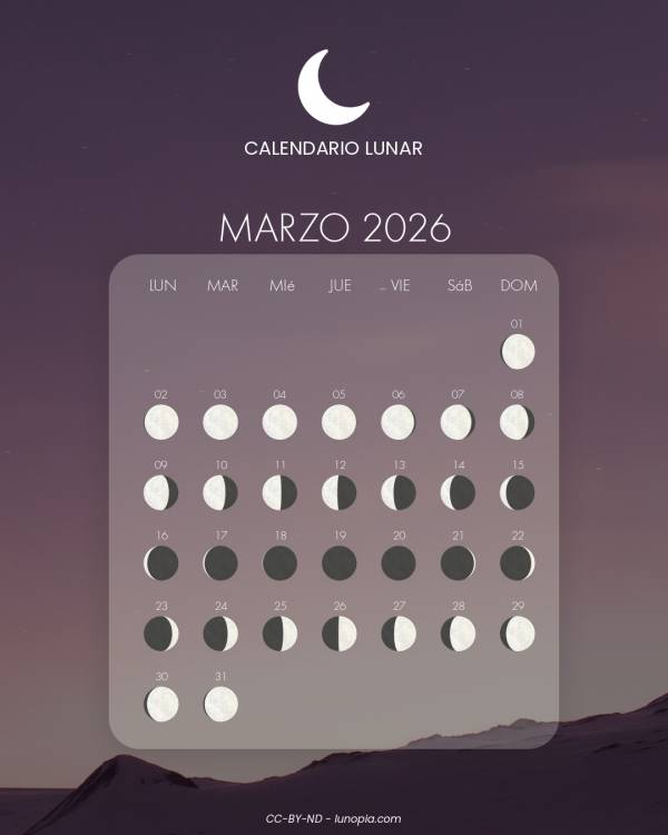 Calendario lunar marzo 2026