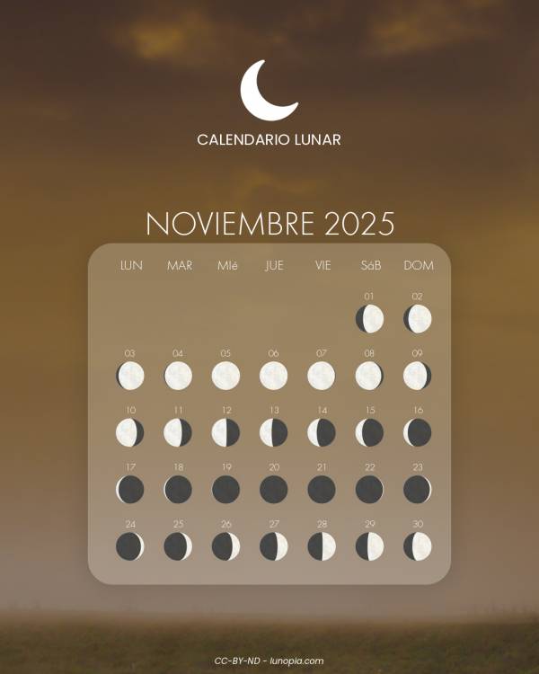 Calendario lunar noviembre 2025