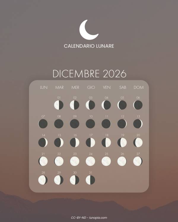 Calendario lunare dicembre 2026