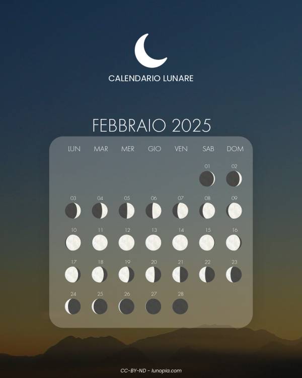 Calendario lunare febbraio 2025