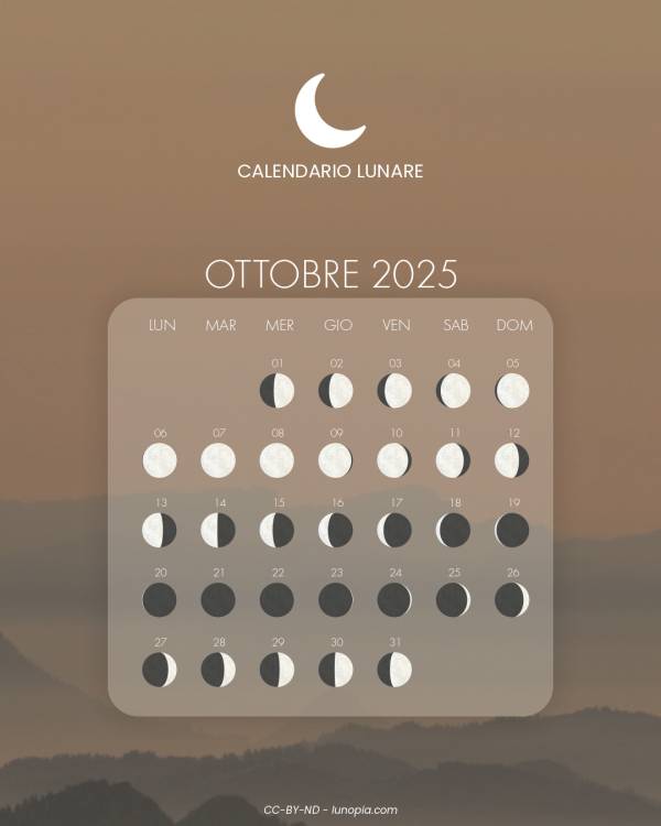 Calendario lunare ottobre 2025