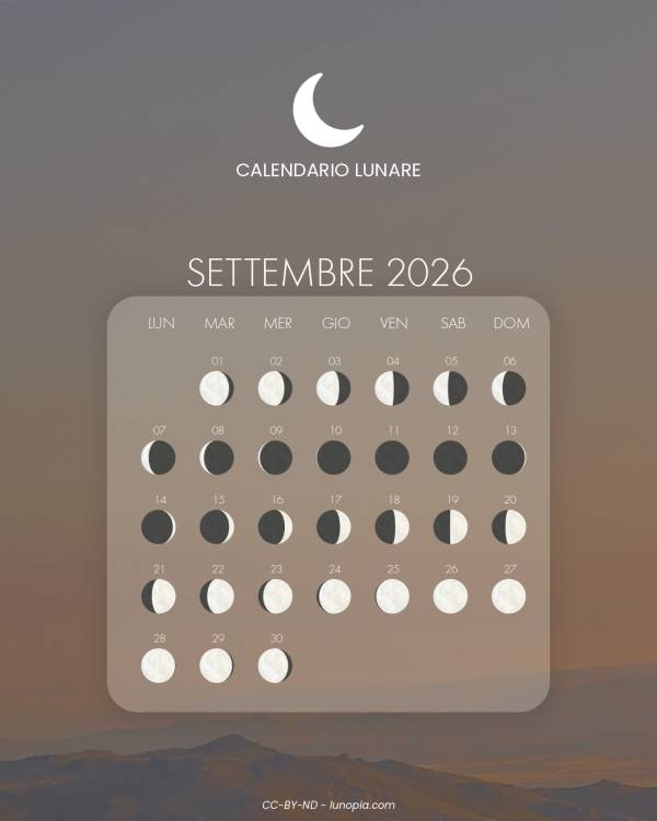 Calendario lunare settembre 2026