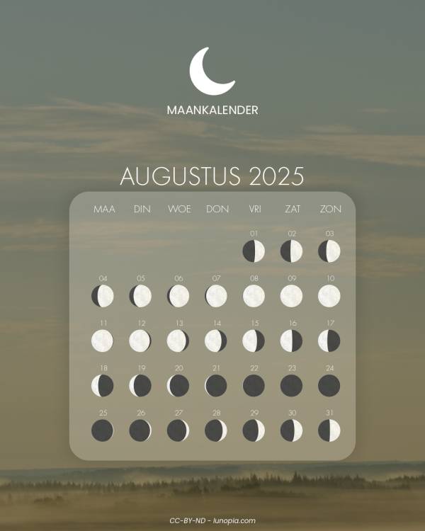 Maankalender augustus 2025