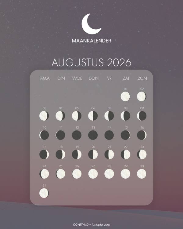 Maankalender augustus 2026