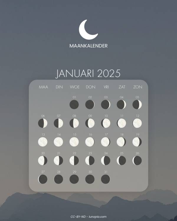 Maankalender januari 2025