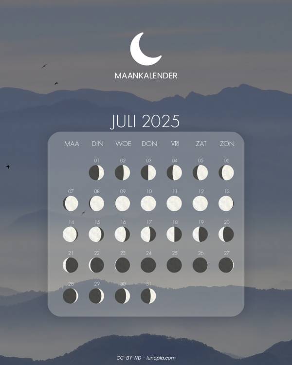 Maankalender juli 2025