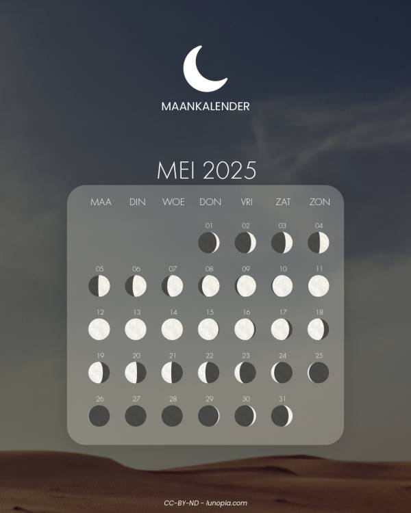Maankalender mei 2025