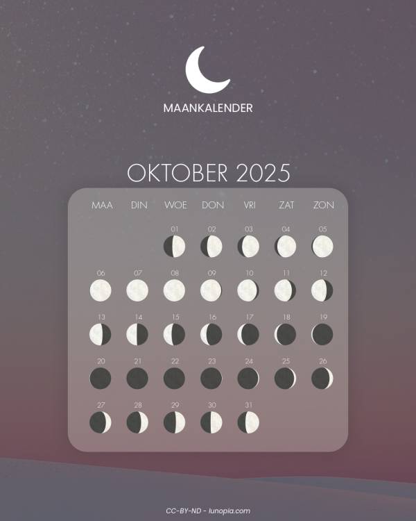 Maankalender oktober 2025
