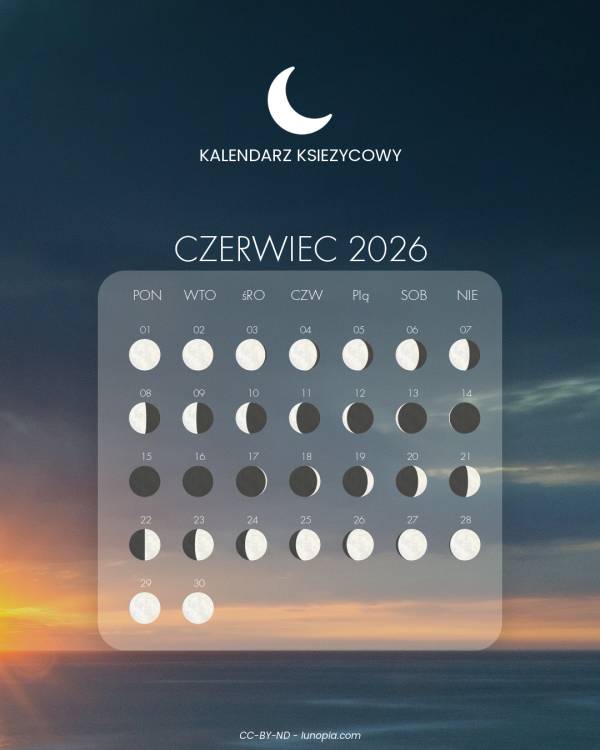 Kalendarz księżycowy czerwiec 2026