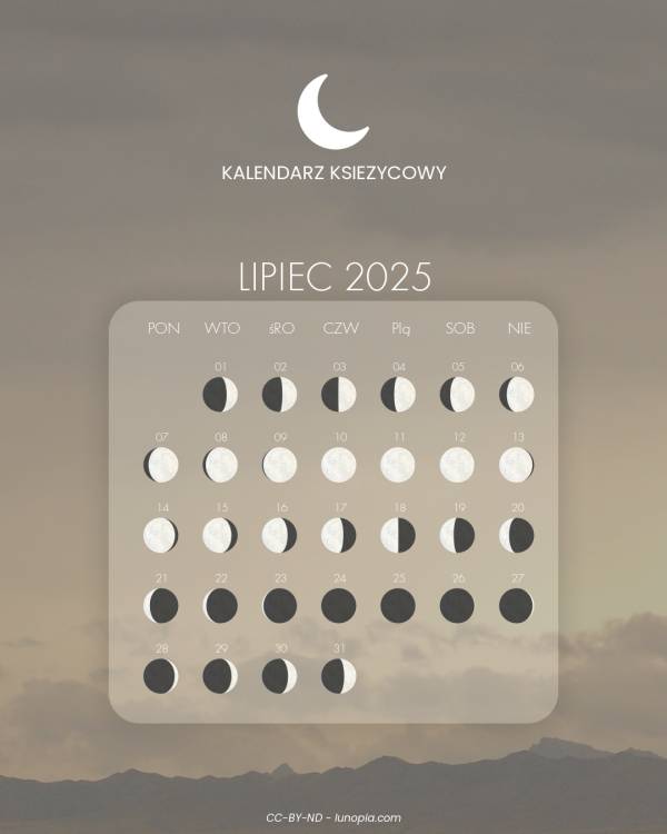 Kalendarz księżycowy lipiec 2025