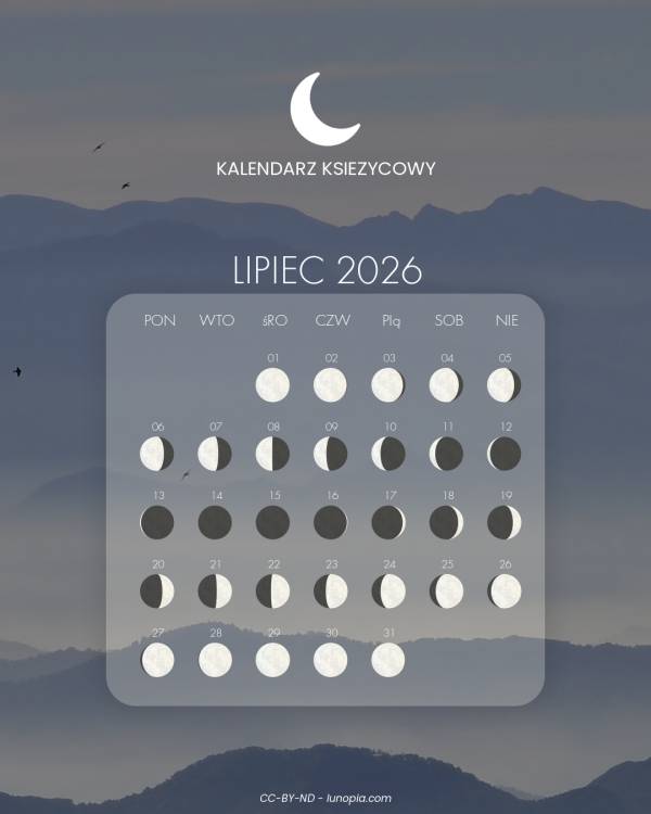 Kalendarz księżycowy lipiec 2026