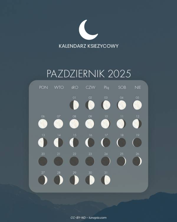 Kalendarz księżycowy pazdziernik 2025