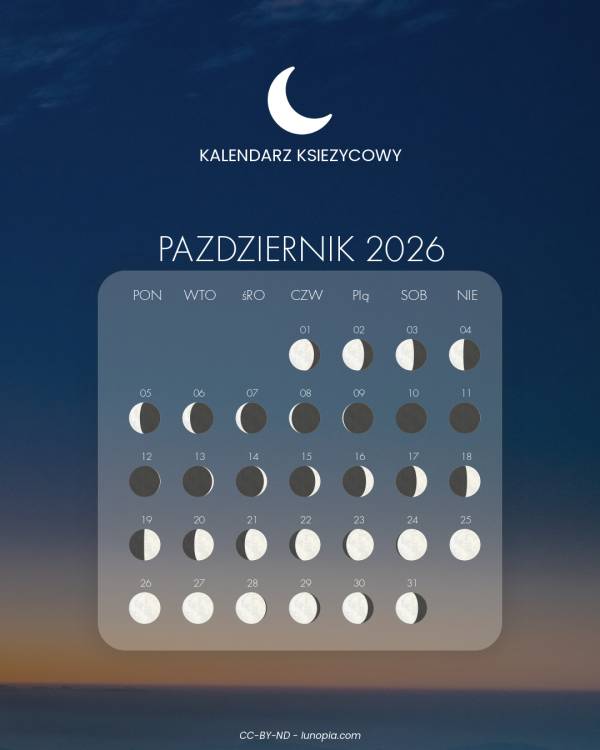 Kalendarz księżycowy październik 2026