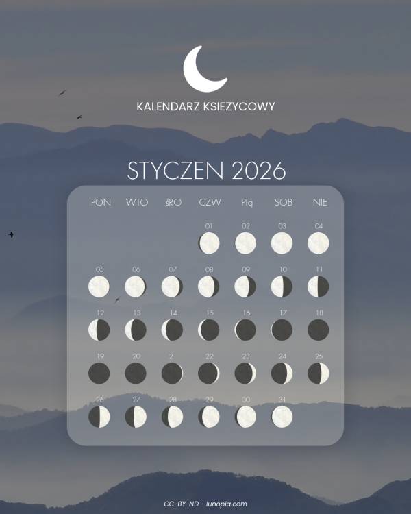 Kalendarz księżycowy styczeń 2026