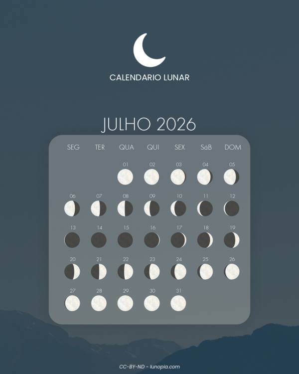 Calendário lunar julho 2026