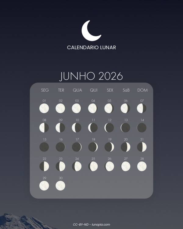 Calendário lunar junho 2026
