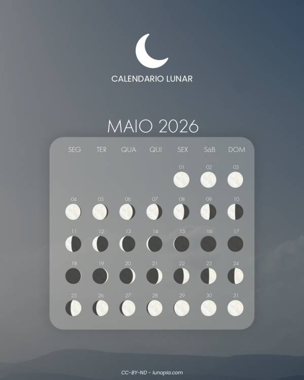 Calendário lunar maio 2026