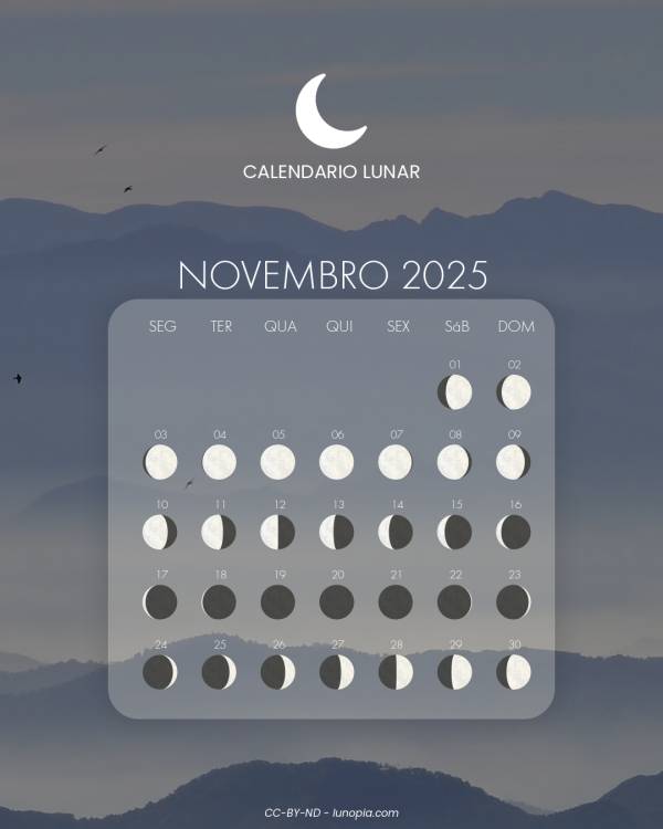Calendário lunar novembro 2025