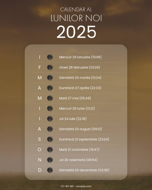 Calendar al lunilor noi 2025