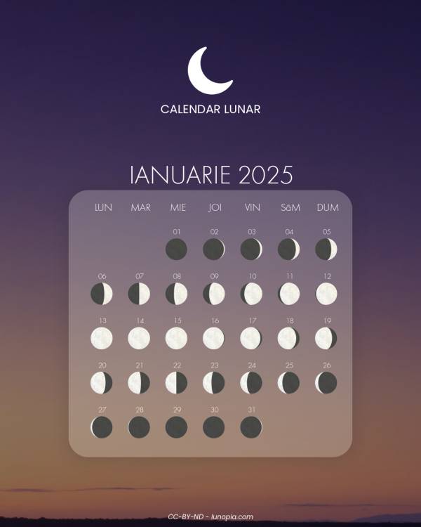 Calendar lunar ianuarie 2025