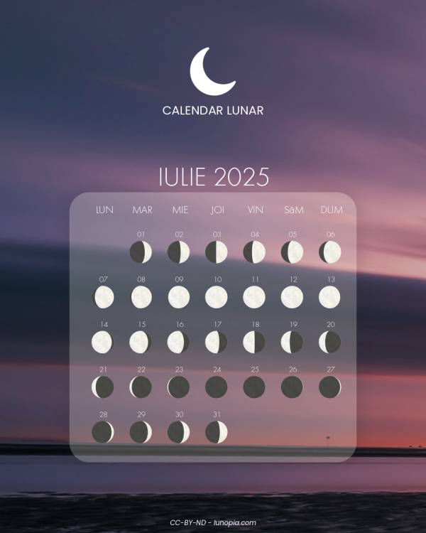Calendar lunar iulie 2025