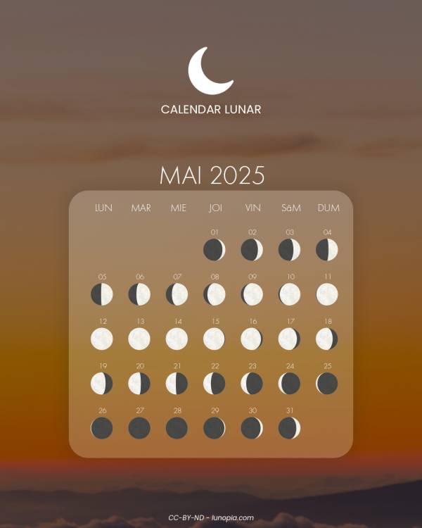 Calendar lunar mai 2025