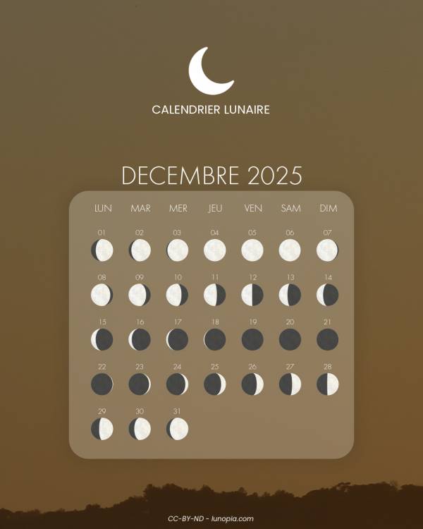 Calendrier lunaire décembre 2025