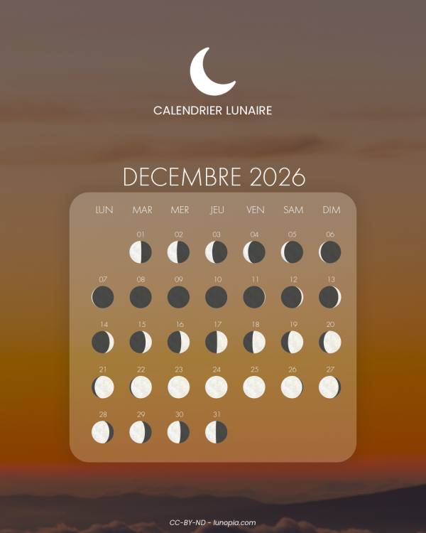Calendrier lunaire décembre 2026