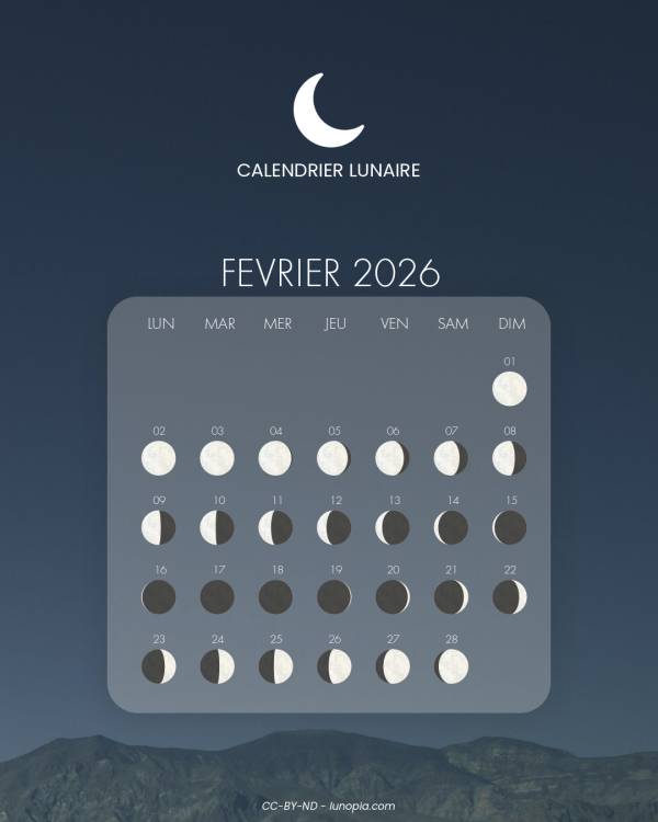 Calendrier lunaire février 2026
