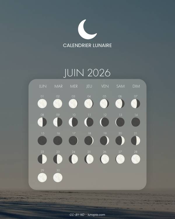 Calendrier lunaire juin 2026