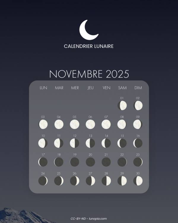 Calendrier lunaire novembre 2025