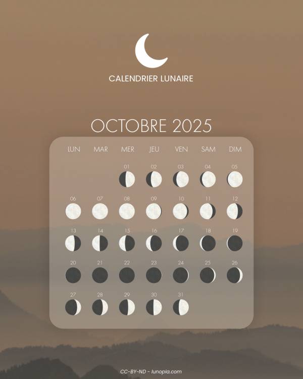 Calendrier lunaire octobre 2025