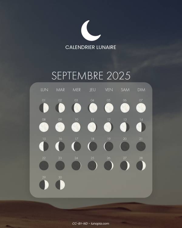 Calendrier lunaire septembre 2025