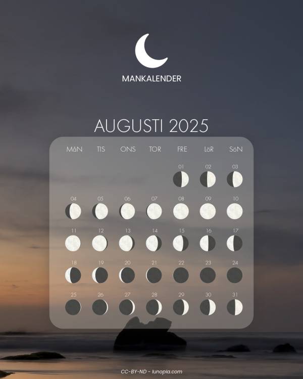 Månkalender augusti 2025