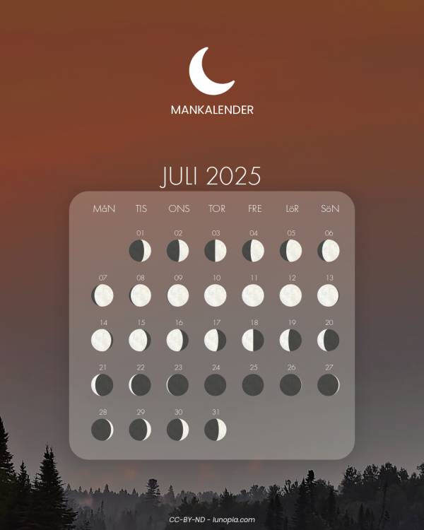 Månkalender juli 2025