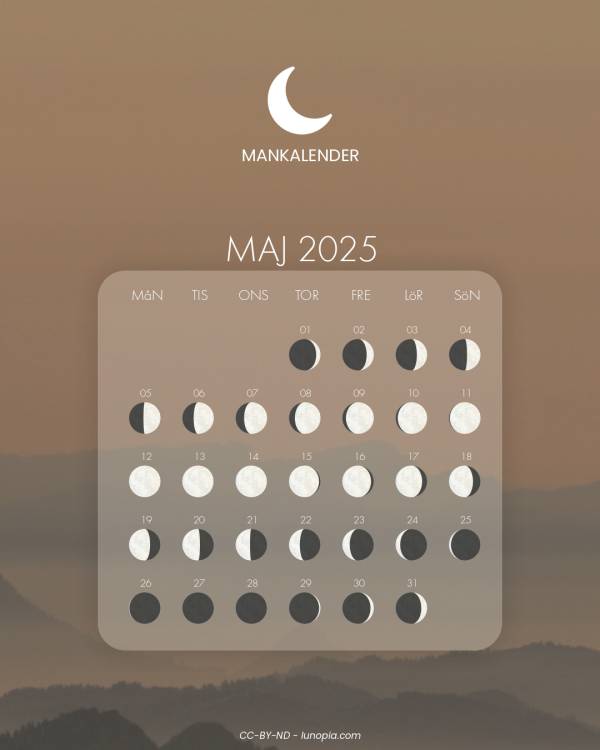 Månkalender maj 2025