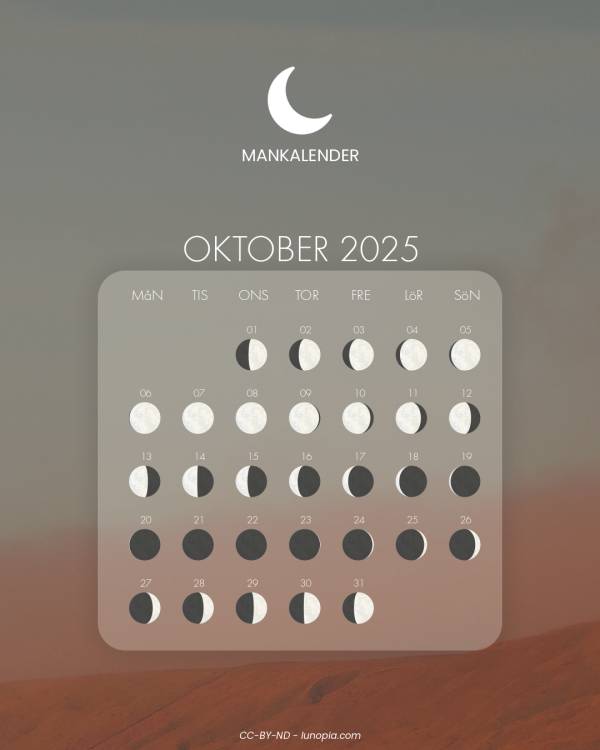 Månkalender oktober 2025